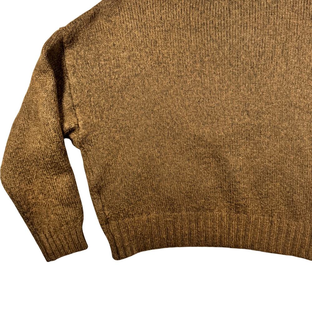 Vintage Y2K American Eagle Women's Brown Wool Blend Quarter Zip Sweater- Size XL - Picture 6 of 9